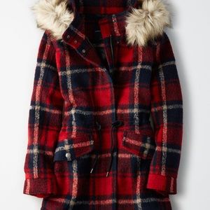 American Eagle Plaid Parka Coat